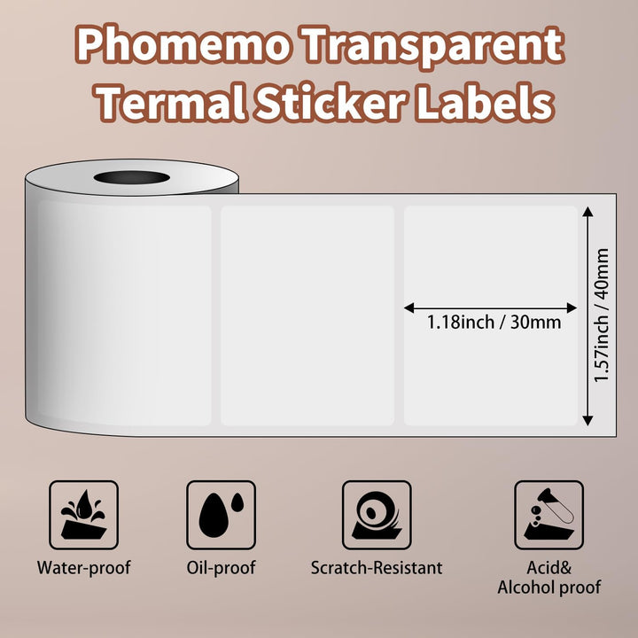 Náhradní samolepící transparentní štítky do tiskárny Phomemo M150