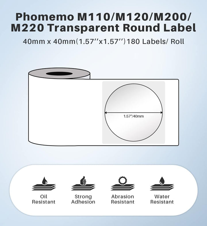 Náhradní samolepící transparentní štítky do tiskárny Phomemo M150