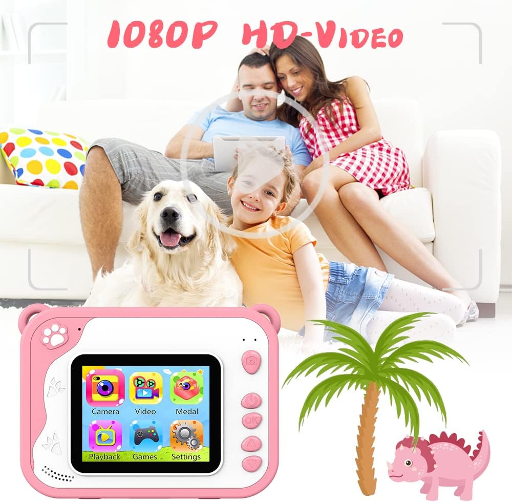 Uleway Dětský instantní fotoaparát s okamžitým tiskem, růžový