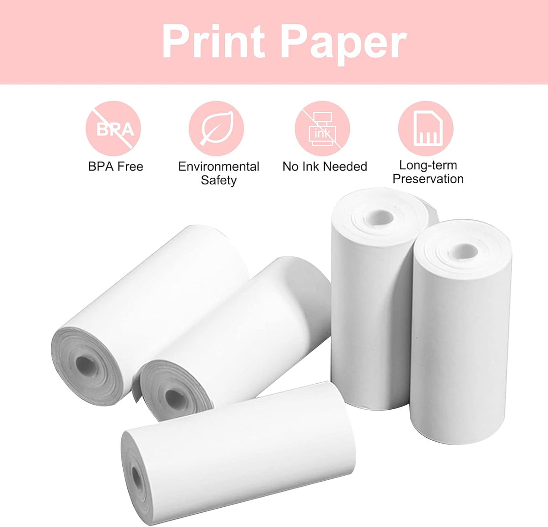 GlobalCrown Náhradní termopapír pro dětské instantní fotoaparáty – 5 rolí (5,7 × 3,0 cm), bezinkoustový tisk