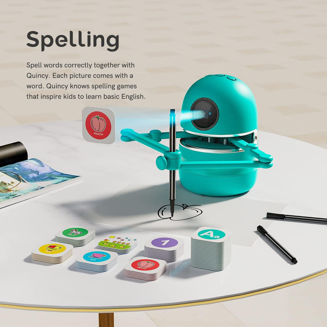 QUINCY Chytrý edukatívny robot - Výučba kreslenia, pravopisu a matematiky