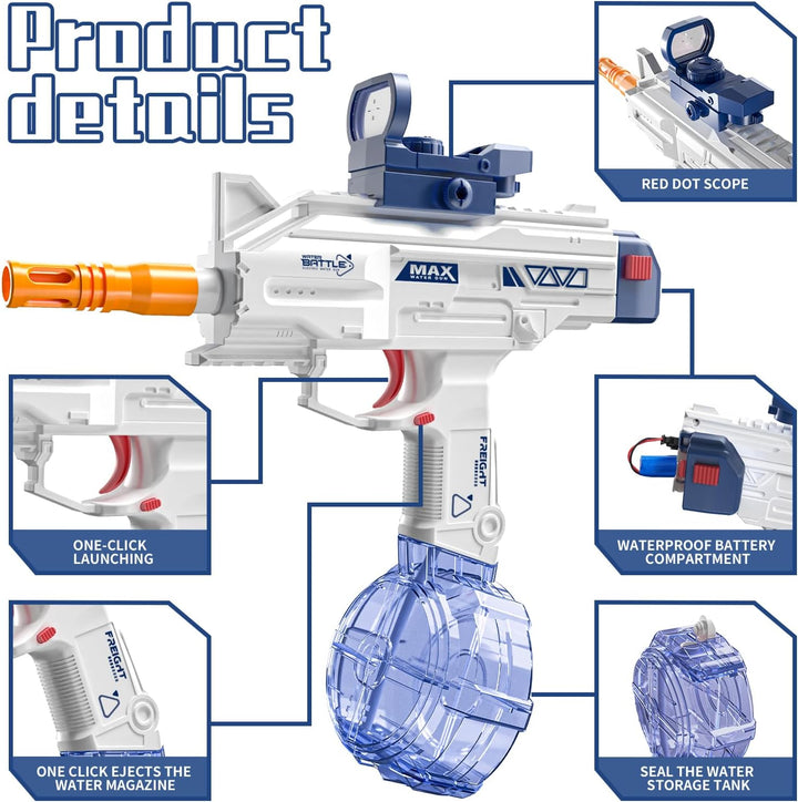 UZI-SMG Elektrická vodná pištoľ pre deti | Dlhý dostrel, 2 zásobníky