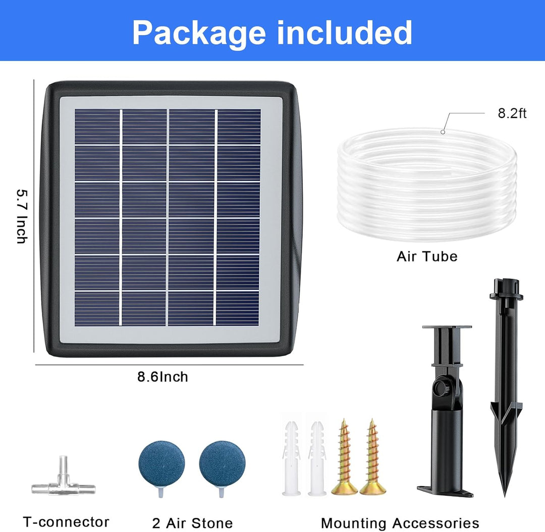 PChero Solárny prevzdušňovač jazierka – 2200 mAh batérie, 2 režimy, 2 W