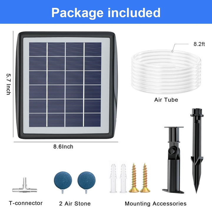 PChero Solárny prevzdušňovač jazierka – 2200 mAh batérie, 2 režimy, 2 W
