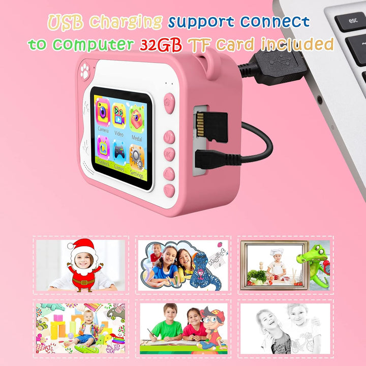 Uleway Dětský instantní fotoaparát s okamžitým tiskem, růžový