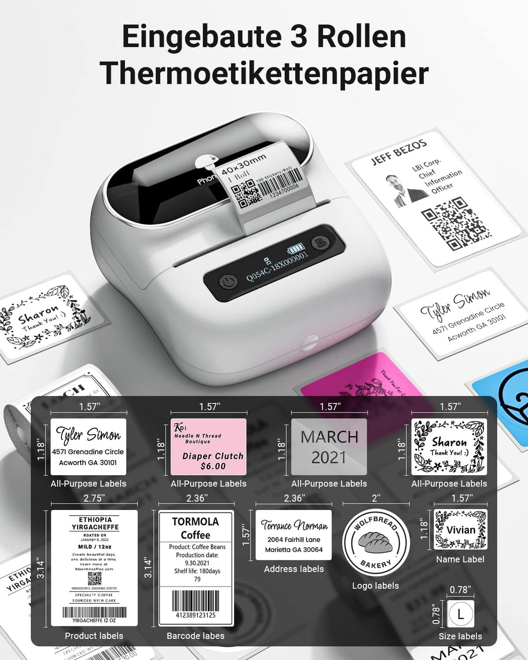 Phomemo M220 Inteligentné Bluetooth tlačiareň štítkov