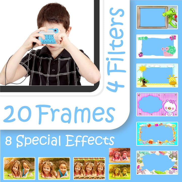 Uleway Dětský instantní fotoaparát s okamžitým tiskem, modrý