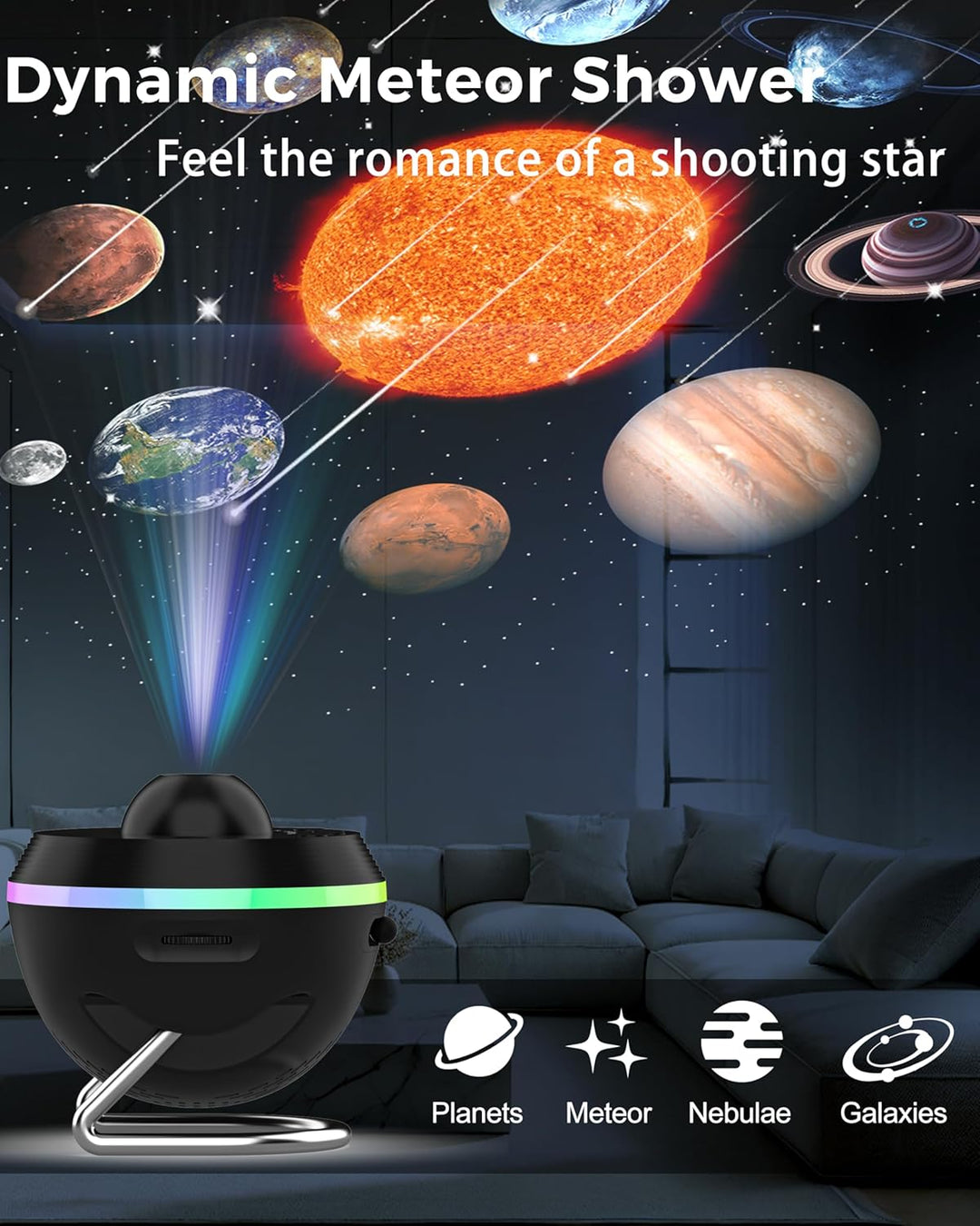 Projektor galaxie s funkciou meteoritu (5. generácia) | Domáce planetárium - 13 kaziet so snímkami v 4K kvalite