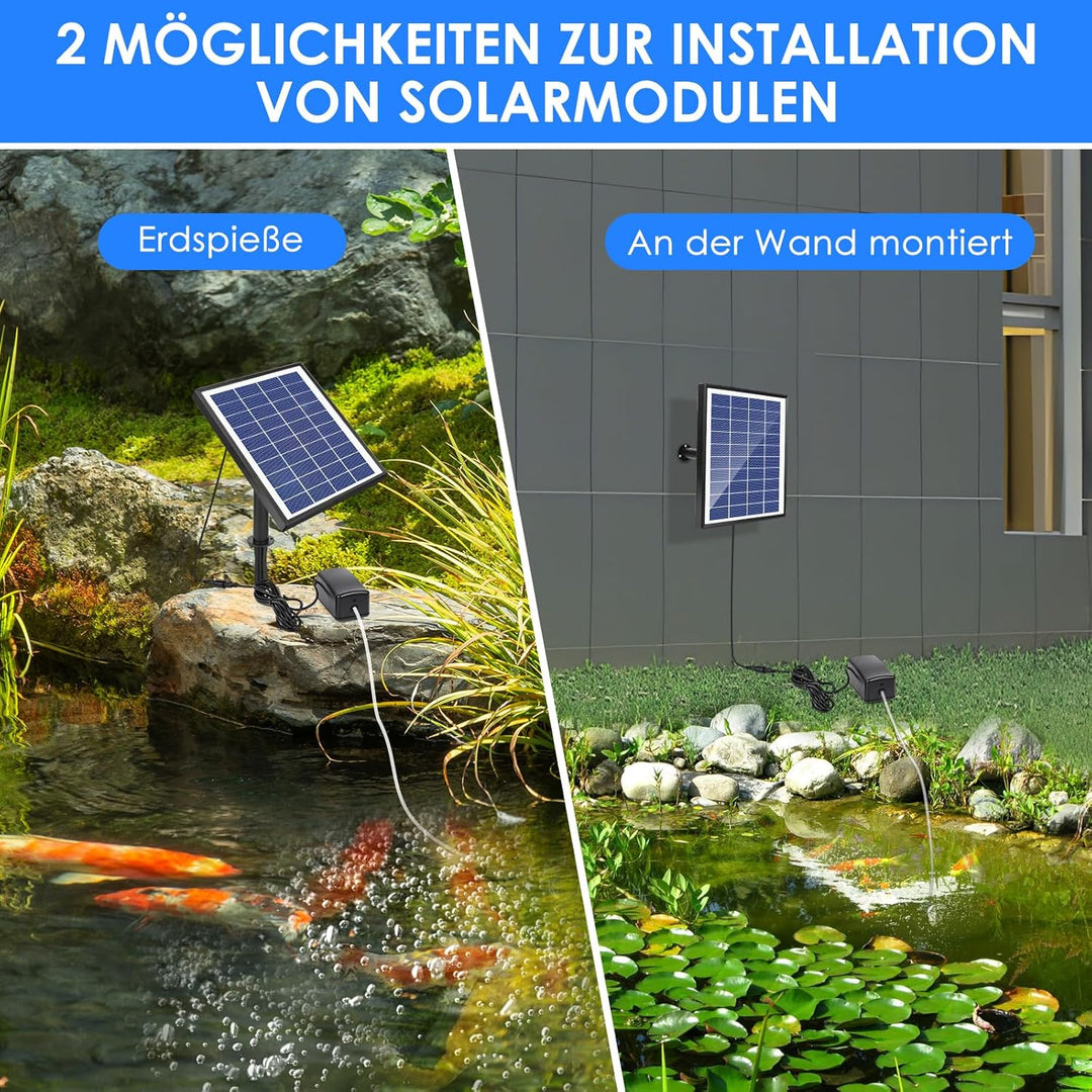 Fapiere Solárny prevzdušňovač jazierka – 6 W, až 1,2 l/min výkon, bezdrôtová prevádzka