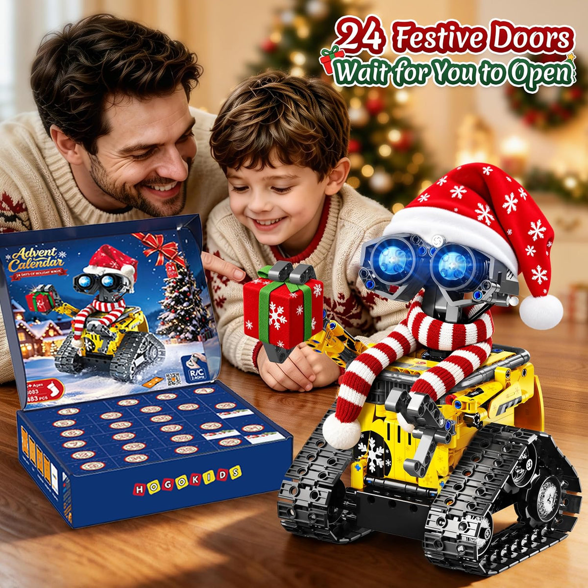 HOGOKIDS Adventní kalendář 2026 – vánoční robot na dálkové ovládání, 483 dílků