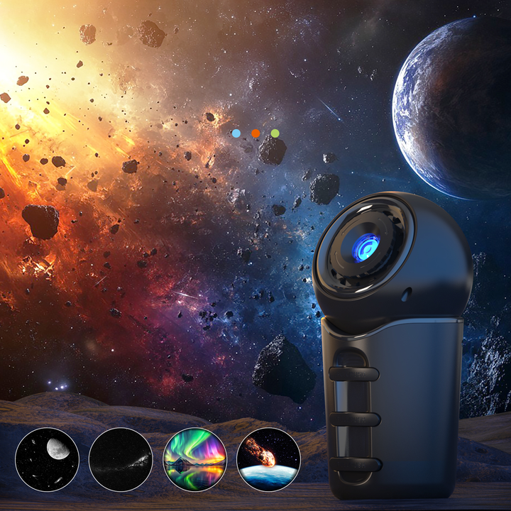 Přenosný projektor galaxie s vestavěnou baterií a výměnnými disky
