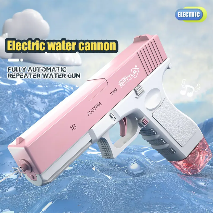 GLOCK Elektrická vodná pištoľ pre deti | Dlhý dostrel, 2 zásobníky, automatické strieľanie