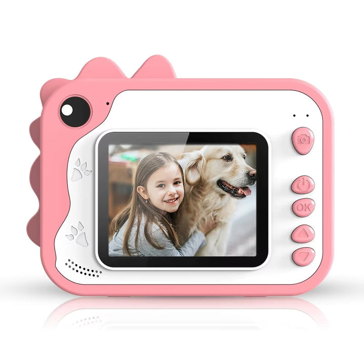 Uleway Dětský instantní fotoaparát s okamžitým tiskem | Motiv dinosaurů, růžová