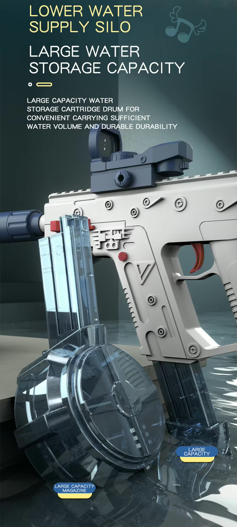 VECTOR Elektrická vodná pištoľ pre deti a dospelých | Dostrel až 10 m, 2 zásobníky, automatické strieľanie