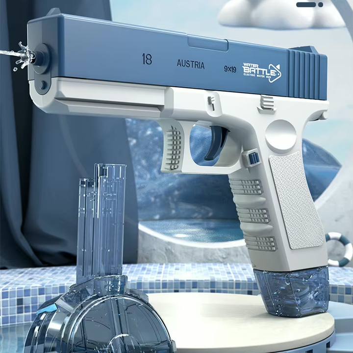 GLOCK Elektrická vodná pištoľ pre deti | Dlhý dostrel, 2 zásobníky, automatické strieľanie