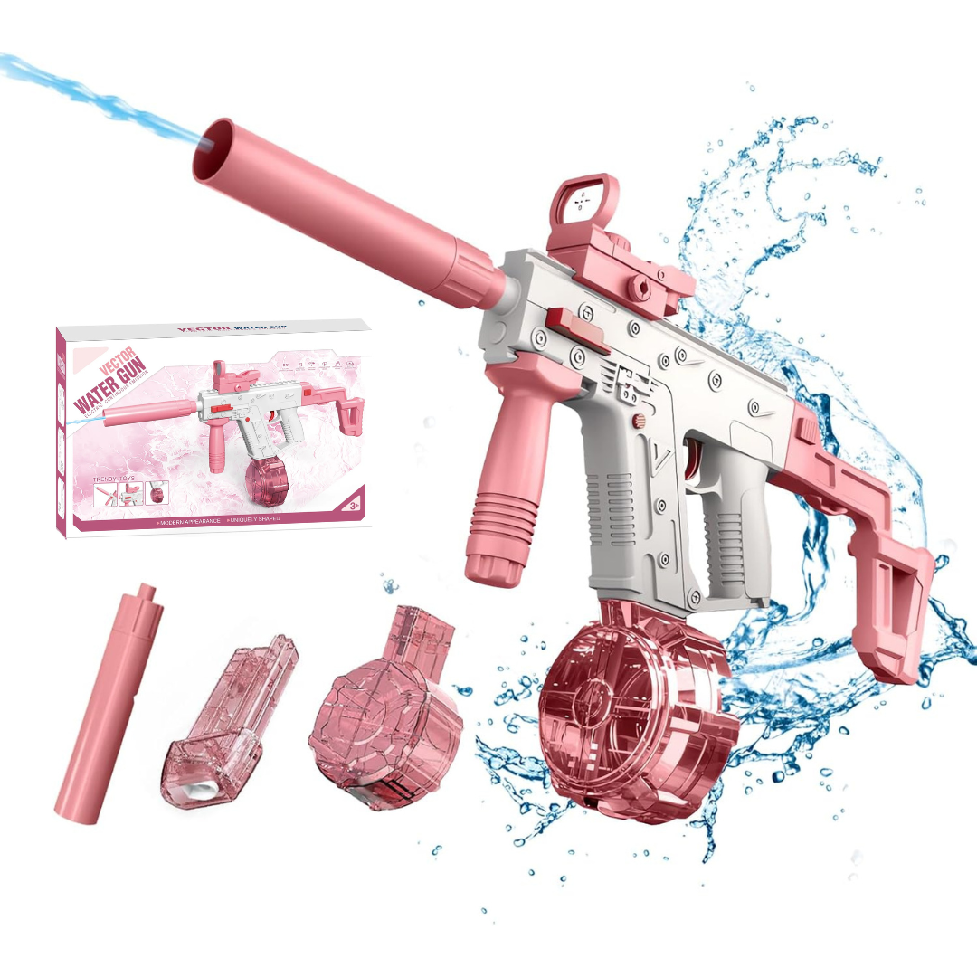 VECTOR Elektrická vodná pištoľ pre deti a dospelých | Dostrel až 10 m, 2 zásobníky, automatické strieľanie