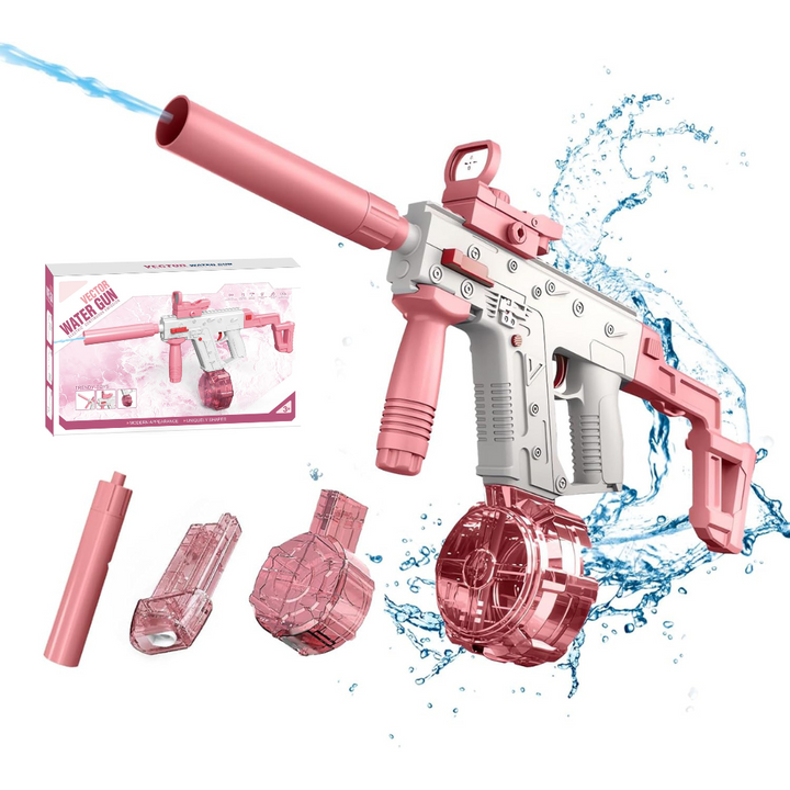 VECTOR Elektrická vodná pištoľ pre deti a dospelých | Dostrel až 10 m, 2 zásobníky, automatické strieľanie