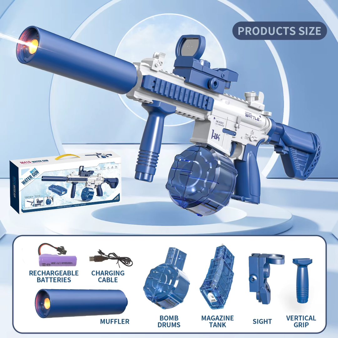 M416 Elektrická vodní pistole | dostřel až 10 m, 2 zásobníky, automatické střílení