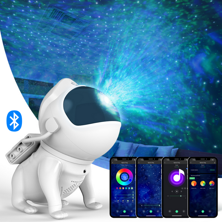 Projektor nočnej oblohy v podobe vesmírneho psa | Diaľkové ovládanie, bluetooth reproduktor