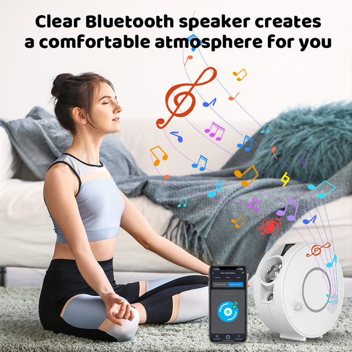 Projektor galaxie a nočnej oblohy – 6 kaziet so snímkami, Bluetooth reproduktor, ovládanie pomocou aplikácie