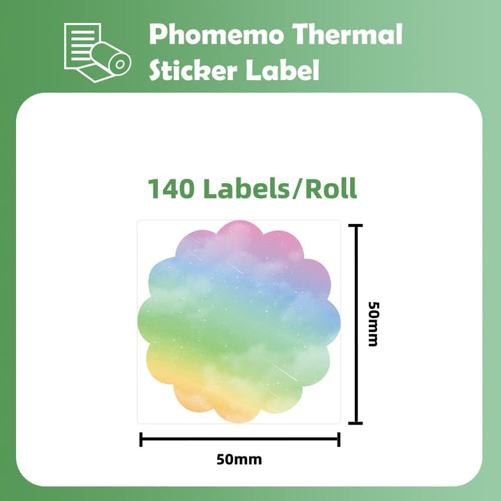 Náhradní samolepící barevné štítky do tiskárny Phomemo M110, M120, M200, M220, M221, 50 x 50 mm, vícebarevná