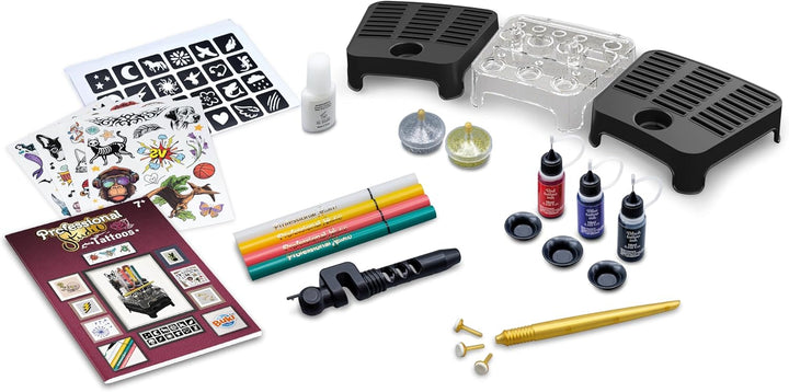 BUKI France Profesionální studio tetování | Kreativní sada pro děti od 7 let – třpytivá, svítící a voděodolná dočasná tetování