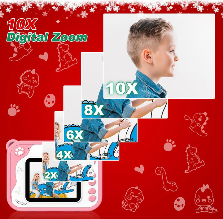 Ushining Dětský instantní fotoaparát s okamžitým tiskem, vánoční balení