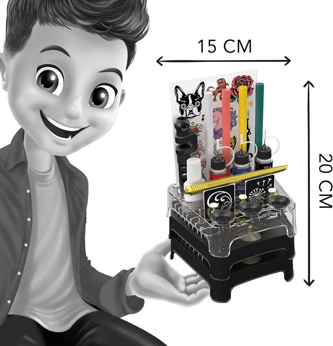 BUKI France Profesionální studio tetování | Kreativní sada pro děti od 7 let – třpytivá, svítící a voděodolná dočasná tetování