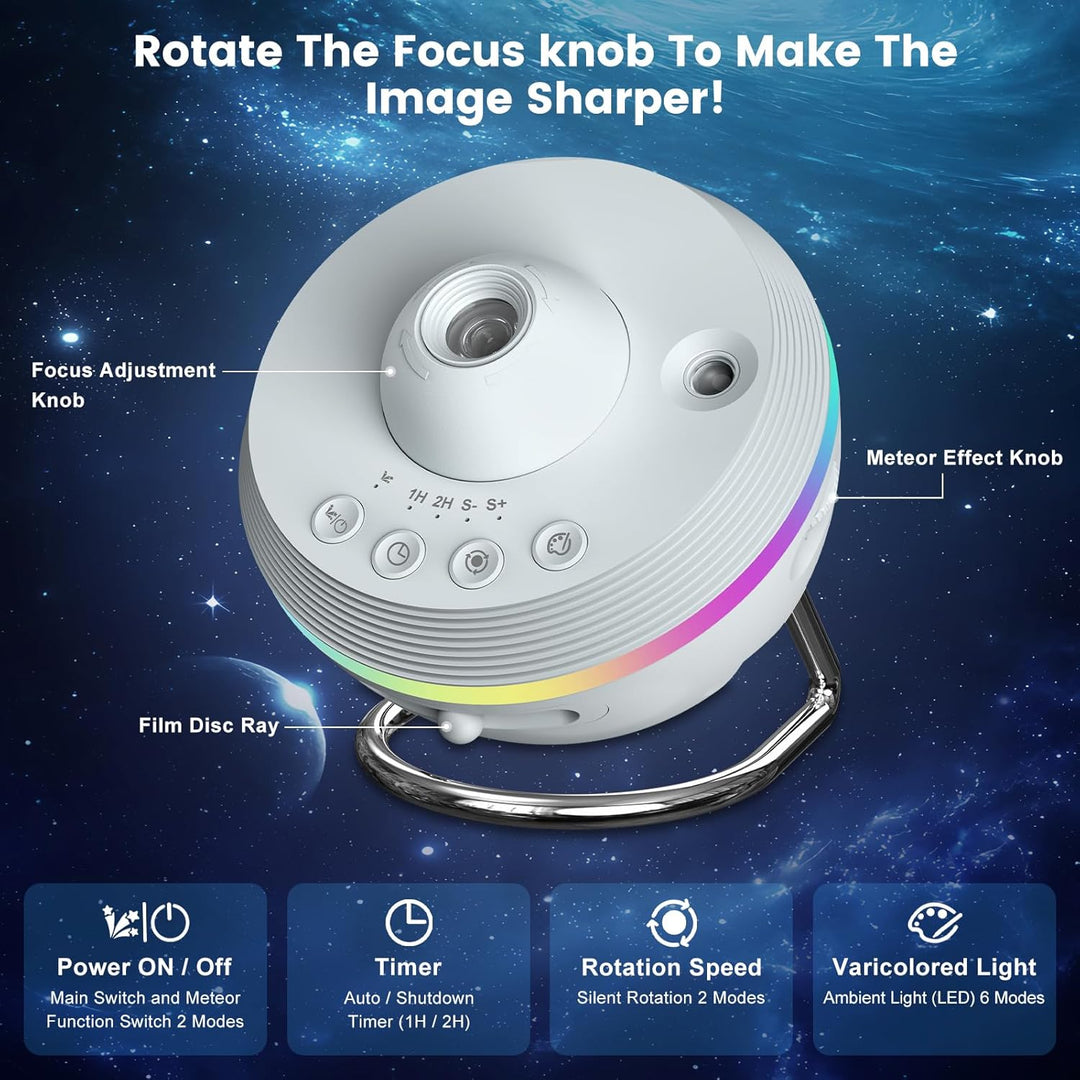 Projektor galaxie s funkciou meteoritu (5. generácia) | Domáce planetárium - 13 kaziet so snímkami v 4K kvalite