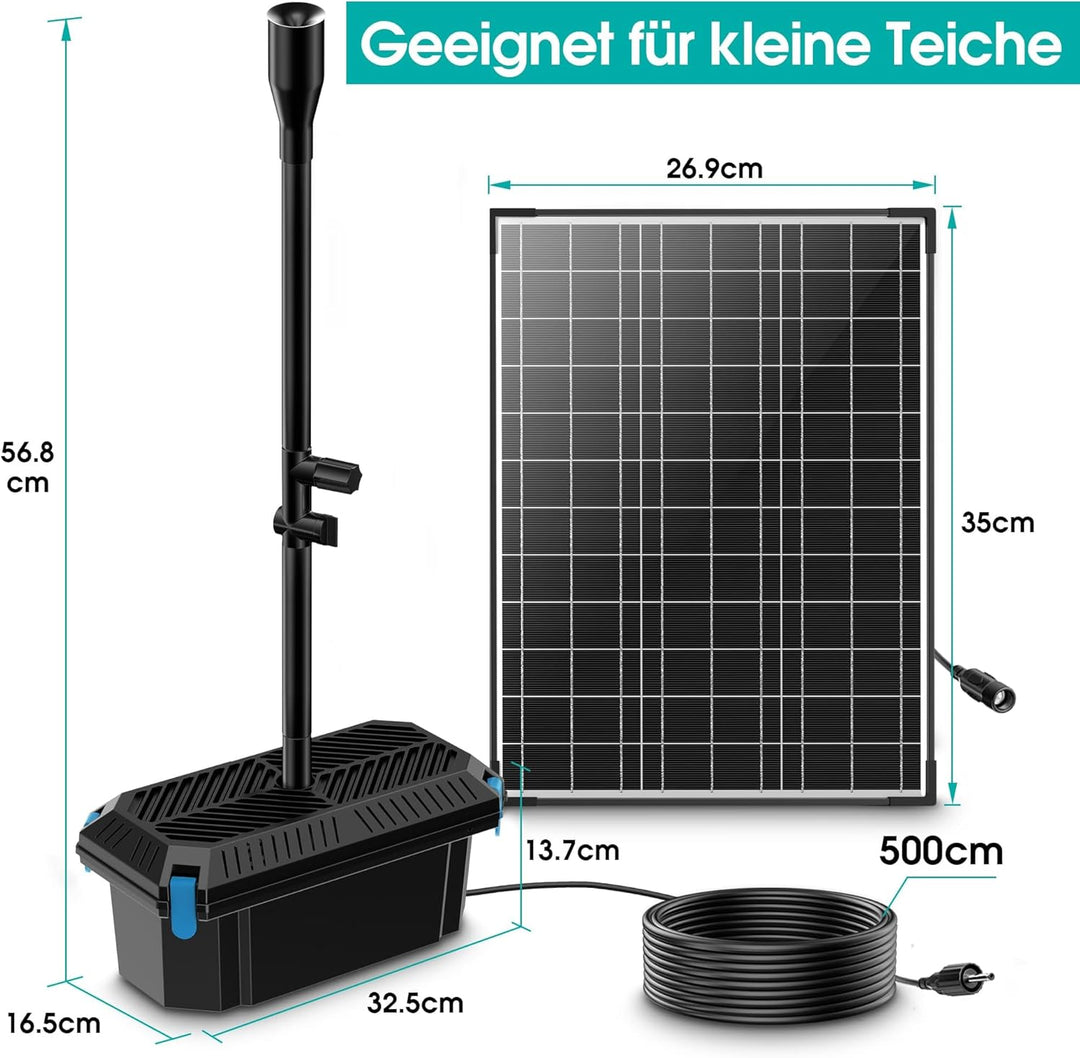Solární jezírkový filtr s čerpadlem FA201 - 20 W panel, průtok 1200 l/h, biologická filtrace