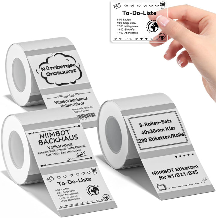 Niimbot transparentné samolepiace štítky pre tlačiarne B21, B21S, B1, B3S