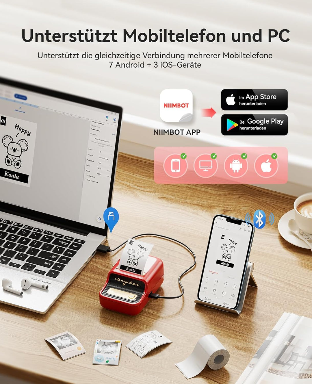 NIIMBOT B21 Pro - Tlačiareň štítkov s dvojfarebnou tlačou