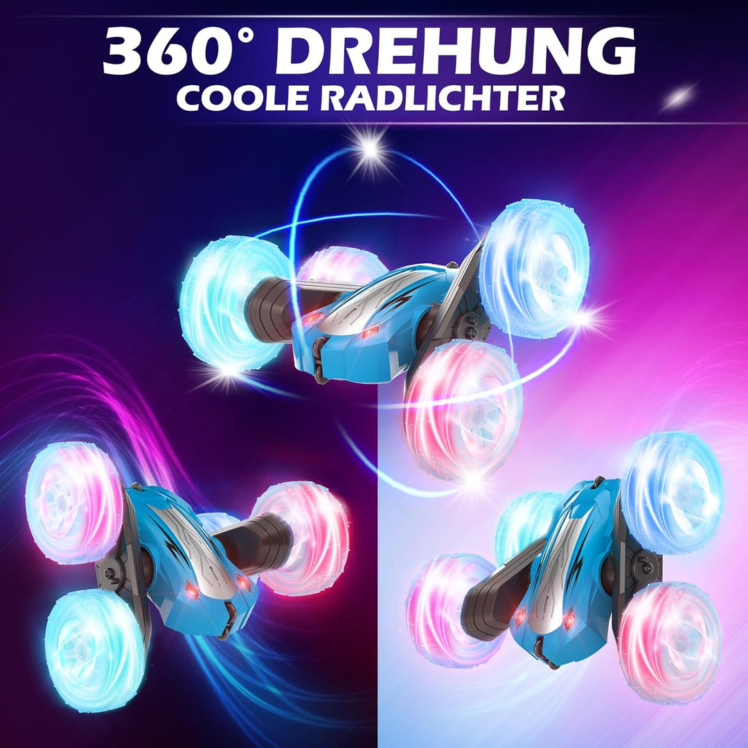 Rodzon RC kaskadérské autíčko s LED světly a 360° otočkami