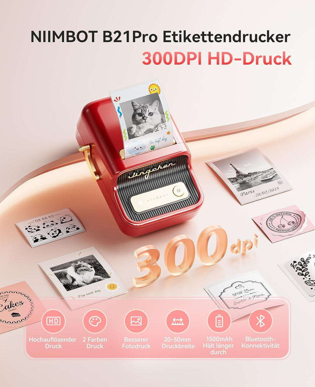 NIIMBOT B21 Pro - Tlačiareň štítkov s dvojfarebnou tlačou