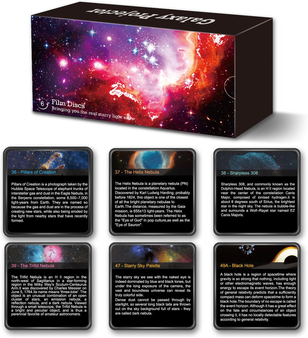 Doplňujúca sada kaziet pre projektor galaxie (1. generácia) | 7 kaziet so snímkami v HD kvalite