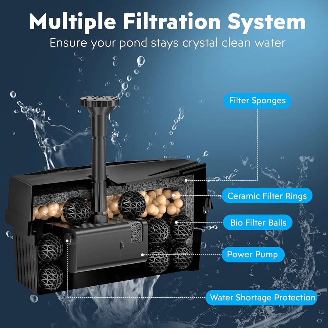 Solární jezírkový filtr s čerpadlem FA101 - 3600 mAh baterie, 10 trysek, 8 W panel