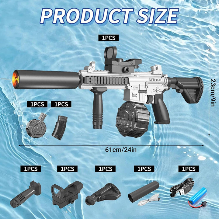 M416 Elektrická vodná pištoľ | dostrel až 10 m, 2 zásobníky, automatické strieľanie