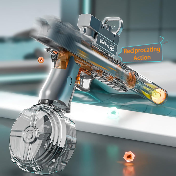 Elektrická vodní pistole DESERT EAGLE – transparentní provedení, světelné efekty, dostřel 8–10 m, 425 ml zásobník