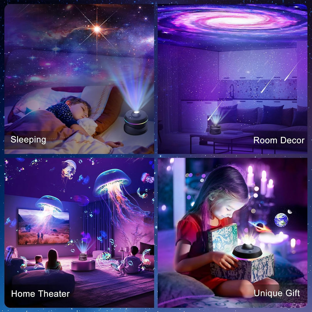 Projektor galaxie s funkcí meteoritu 6. generace – 13 kazet se snímky 4K, 360° nastavitelný úhel