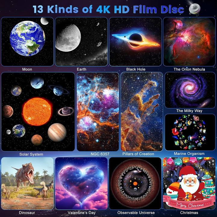 Projektor galaxie s funkciou meteoritu (5. generácia) | Domáce planetárium - 13 kaziet so snímkami v 4K kvalite