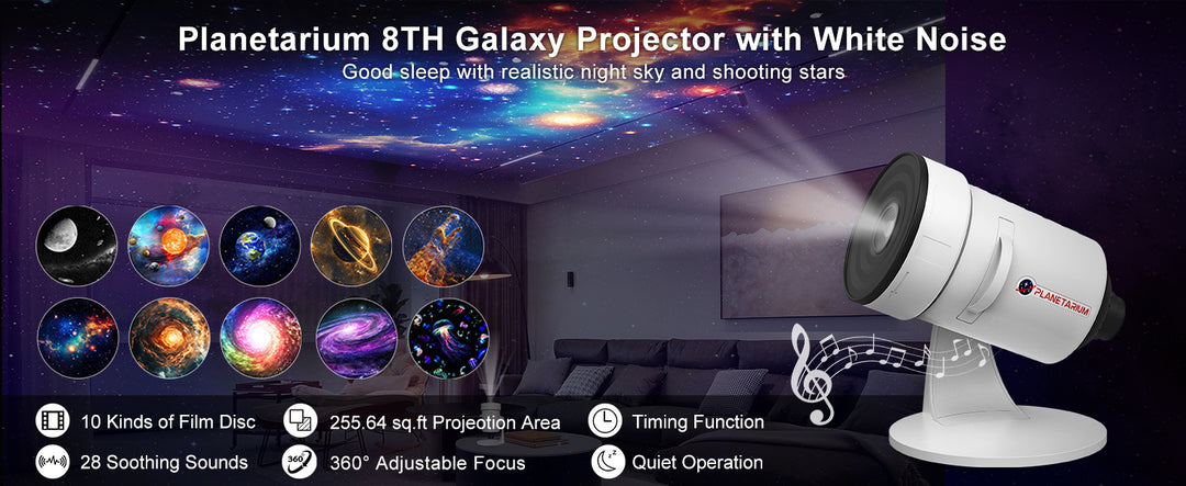 Projektor galaxie s funkciou meteoritu (8. generácia) - 10 kaziet so snímkami v 4K kvalite