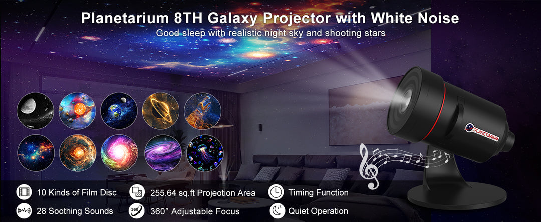 Projektor galaxie s funkciou meteoritu (8. generácia) - 10 kaziet so snímkami v 4K kvalite