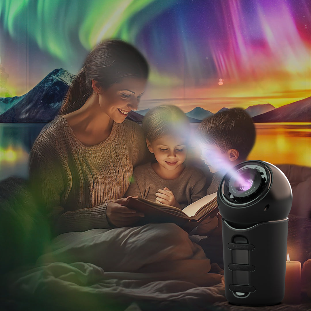 Prenosný projektor galaxie so vstavanou batériou a výmennými diskami