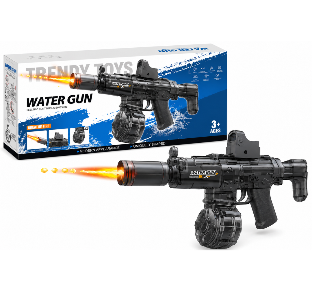 BATTLE Elektrická vodní pistole AK47 – světelné efekty, dostřel 8–10 m, 270 ml zásobník