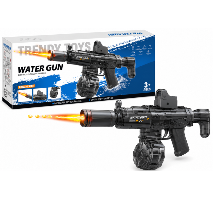 BATTLE Elektrická vodní pistole AK47 – světelné efekty, dostřel 8–10 m, 270 ml zásobník