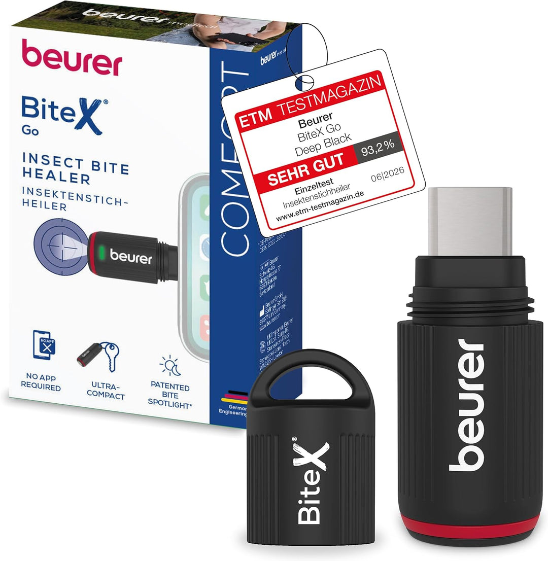 Beurer BiteX Go Deep Black – USB-C pomocník po bodnutí hmyzem