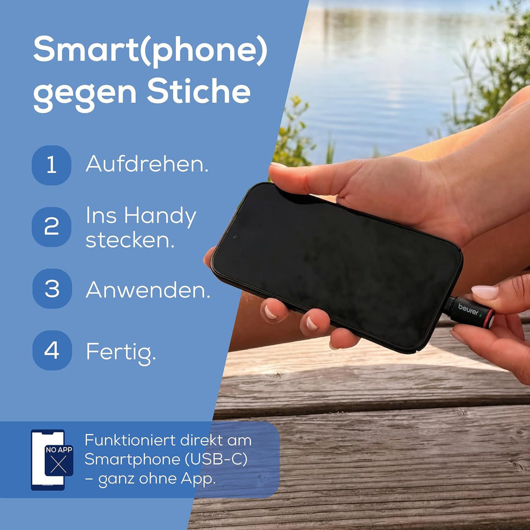 Beurer BiteX Go Deep Black – USB-C pomocník po bodnutí hmyzem