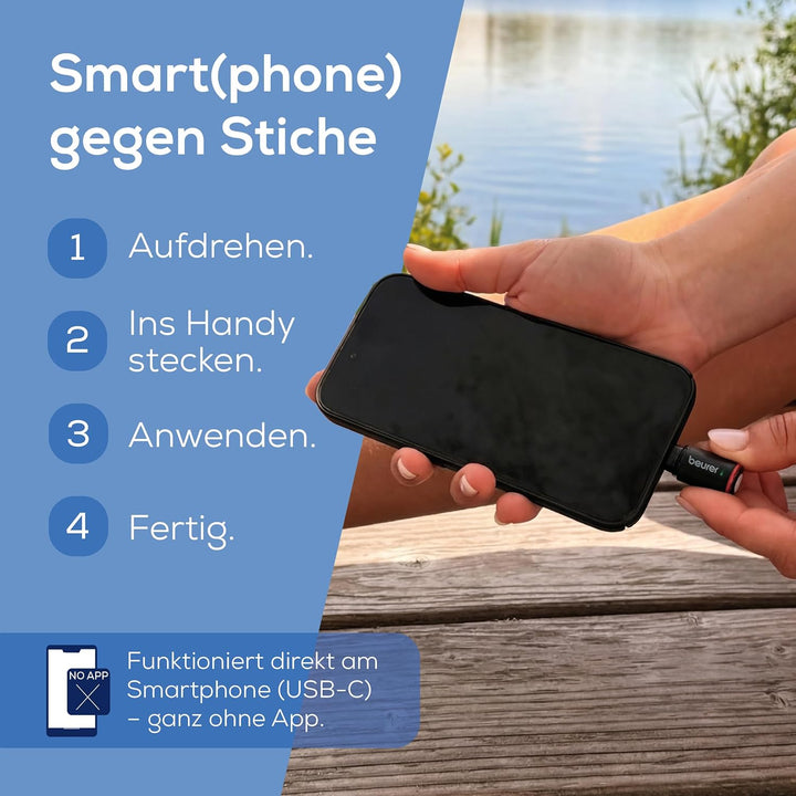 Beurer BiteX Go Deep Black – USB-C pomocník po bodnutí hmyzem