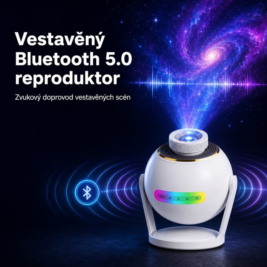 Nanxin Dynamický 3D projektor galaxie SK19 – 60 video scén, Bluetooth reproduktor a dálkové ovládání