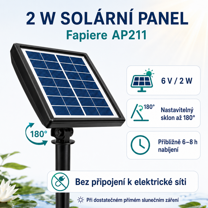 Fapiere Solárny prevzdušňovač jazierka – 2200 mAh batérie, 2 režimy, 2 W